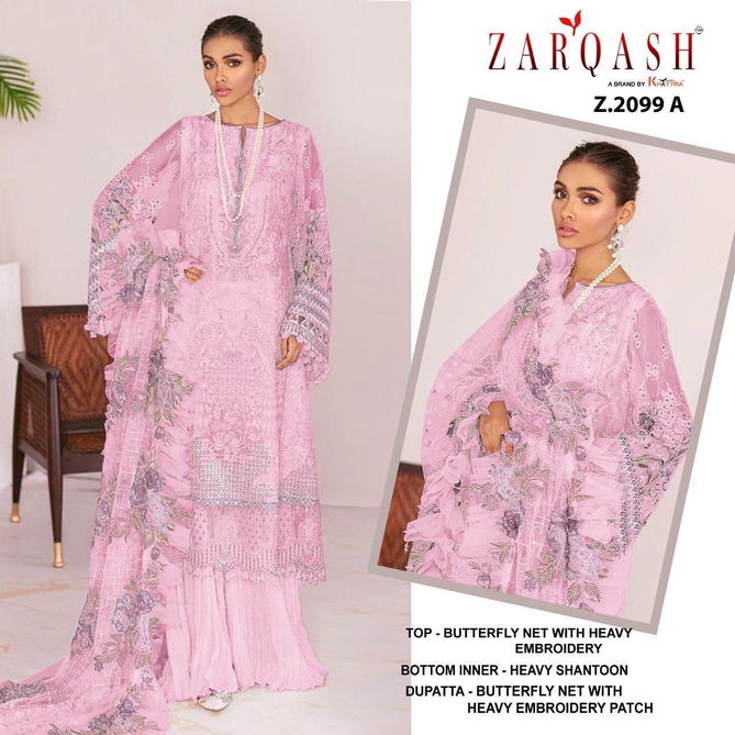 Zarqash  Z 2099 A To D Butterfly Net Pakistani Suits Wholesale Shop In Surat
